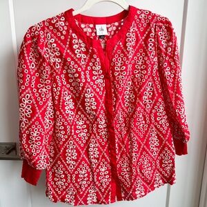 Cabi Spring Season 2022 Lyric Embroidered Eyelet Top / Cardigan